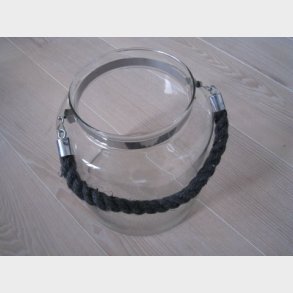 Lanterne i klart glas med tovhank 24 cm
