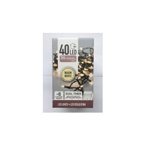 Lyskde med 40 varme hvide diode lys. Dobbelt timer.