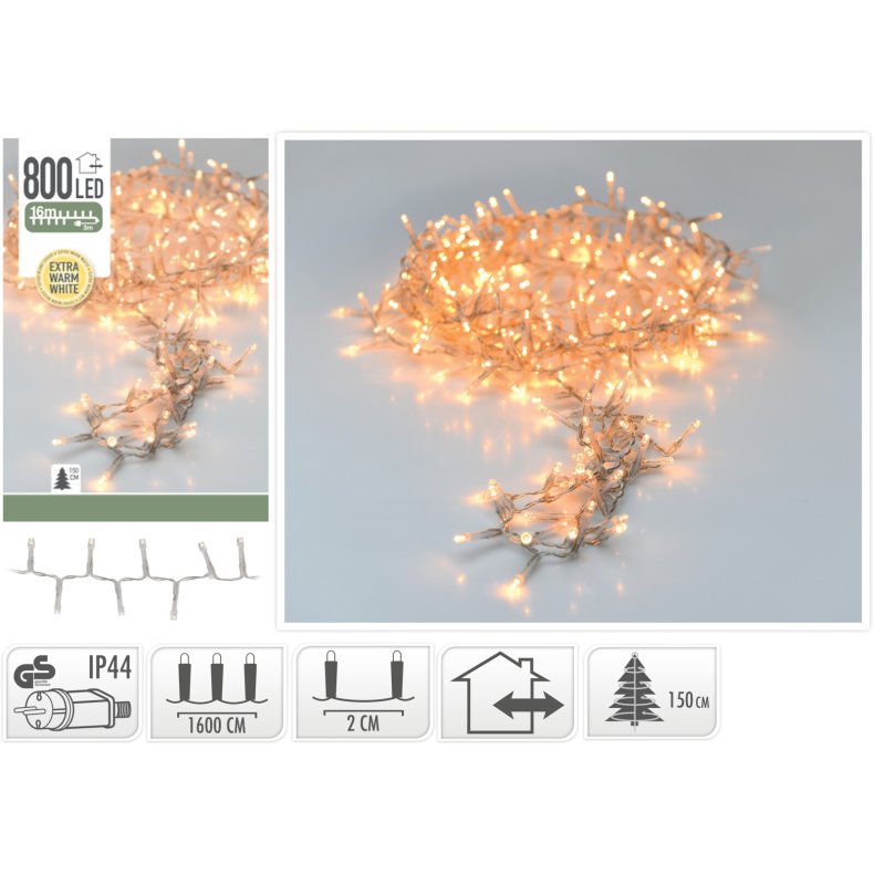 Lyskde med 800 ekstra varme hvide dioder (microcluster)